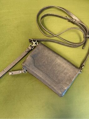 Frye Melissa Stadium Crossbody Wristlet Purse | Carbon Gray Leather